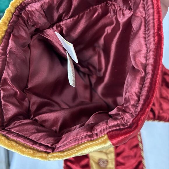 Vintage VILLA BACCI Christmas Stocking Red Gold Satin Buttons and Jingle Bells - Picture 7 of 8